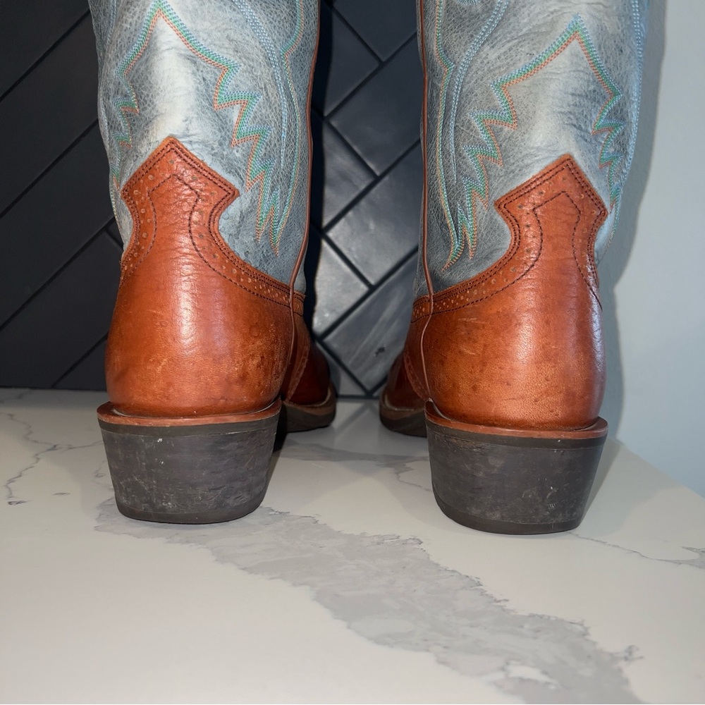 Ariat Heritage Buckaroo 16" Brown Teal Cowboy Boots 35299 Mens Size 13 D EUC - Picture 5 of 9